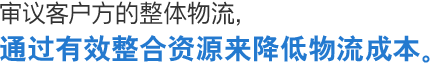 审议客户方的整体物流，通过有效整合资源来降低物流成本。