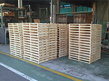 Stacked wooden pallets